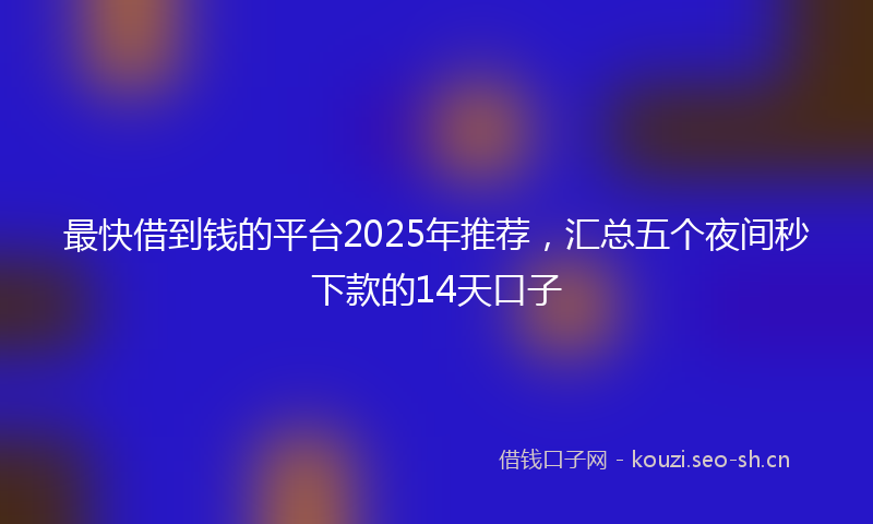最快借到钱的平台2025年推荐，汇总五个夜间秒下款的14天口子