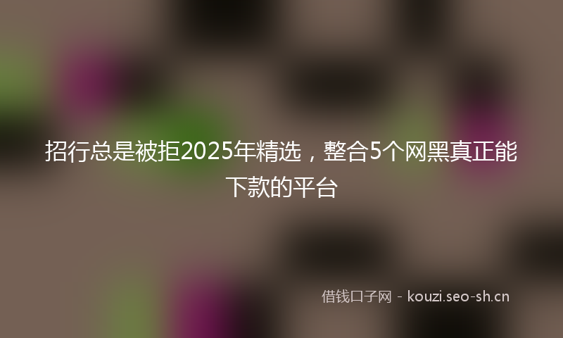 招行总是被拒2025年精选，整合5个网黑真正能下款的平台