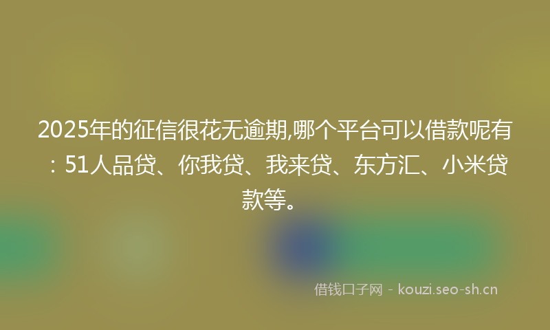 2025年的征信很花无逾期,哪个平台可以借款呢有：51人品贷、你我贷、我来贷、东方汇、小米贷款等。