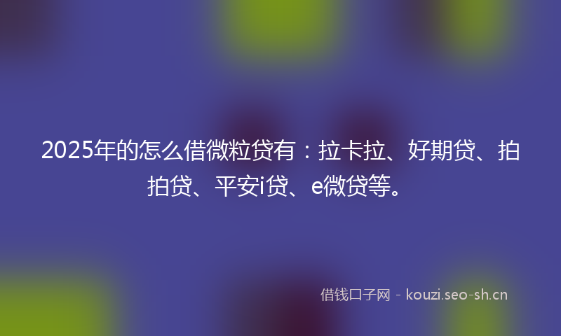 2025年的怎么借微粒贷有：拉卡拉、好期贷、拍拍贷、平安i贷、e微贷等。