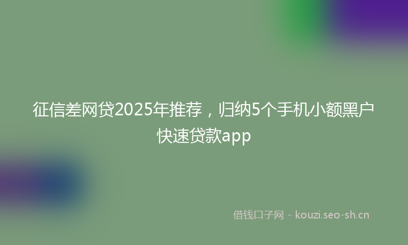 征信差网贷2025年推荐，归纳5个手机小额黑户快速贷款app