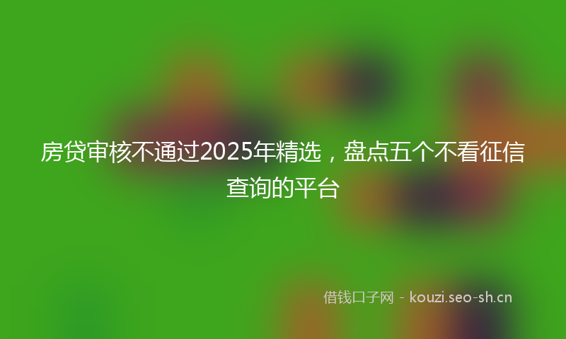 房贷审核不通过2025年精选，盘点五个不看征信查询的平台