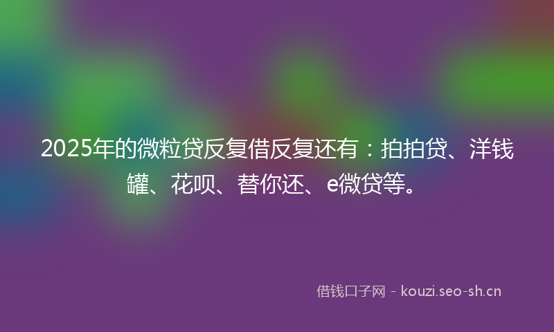 2025年的微粒贷反复借反复还有：拍拍贷、洋钱罐、花呗、替你还、e微贷等。