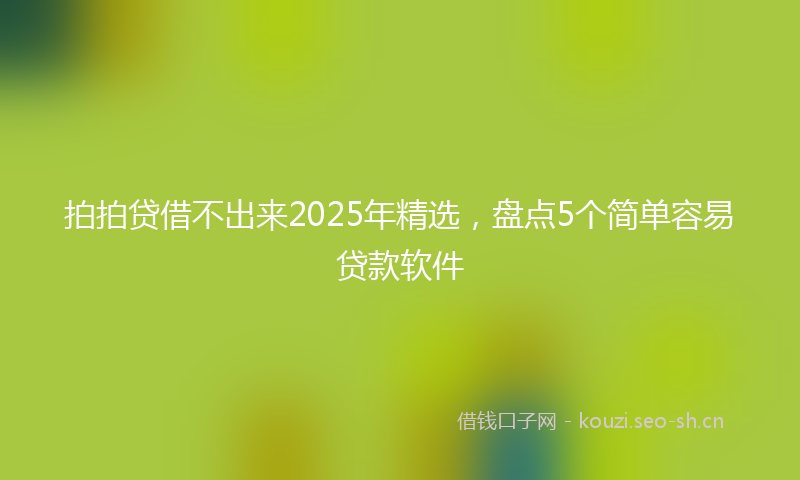 拍拍贷借不出来2025年精选，盘点5个简单容易贷款软件