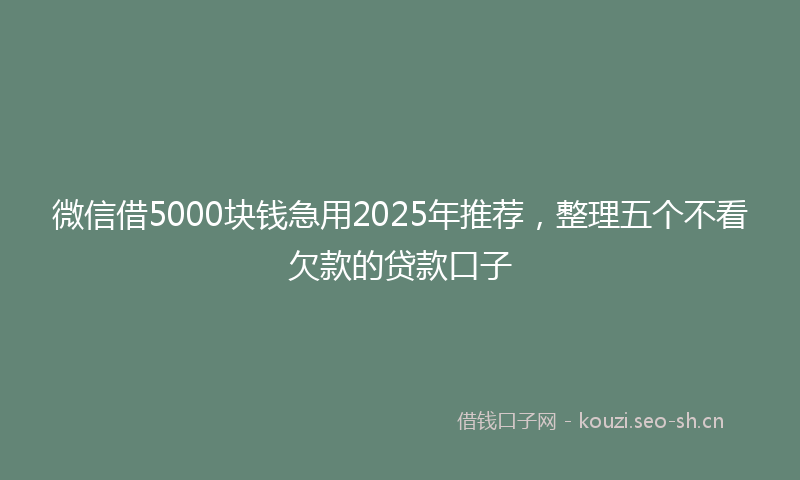 微信借5000块钱急用2025年推荐，整理五个不看欠款的贷款口子