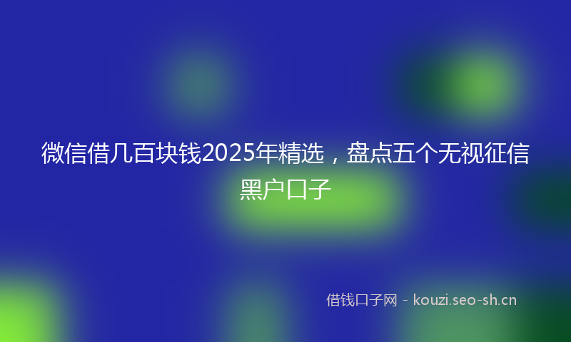 微信借几百块钱2025年精选，盘点五个无视征信黑户口子