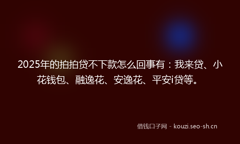 2025年的拍拍贷不下款怎么回事有:我来贷、小花钱包、融逸花、安逸花、平安i贷等。