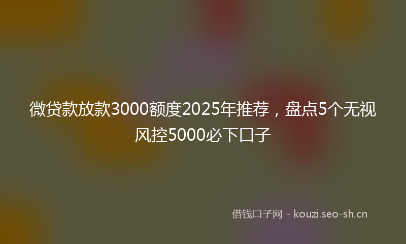 微贷款放款3000额度2025年推荐，盘点5个无视风控5000必下口子