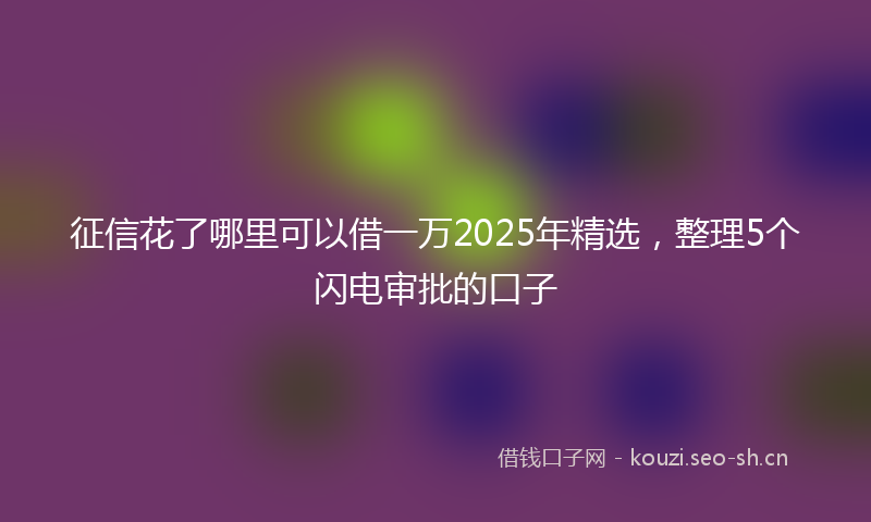 征信花了哪里可以借一万2025年精选，整理5个闪电审批的口子