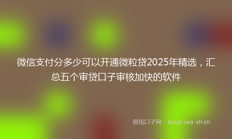 微信支付分多少可以开通微粒贷2025年精选，汇总五个审贷口子审核加快的软件