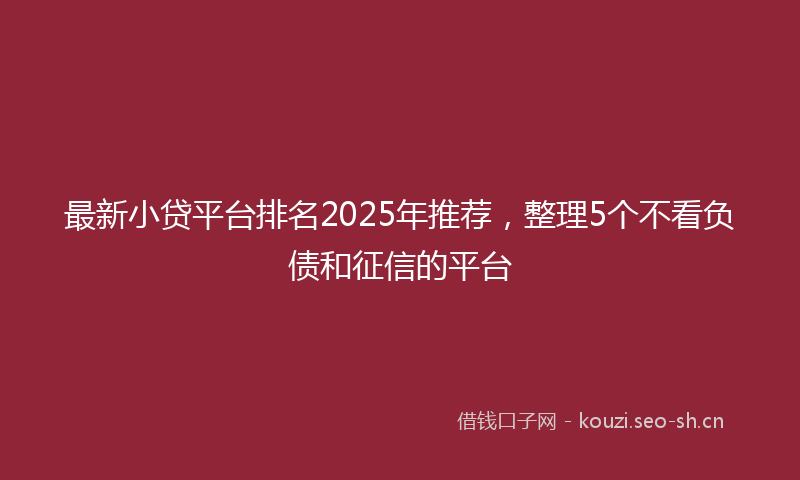 最新小贷平台排名2025年推荐，整理5个不看负债和征信的平台