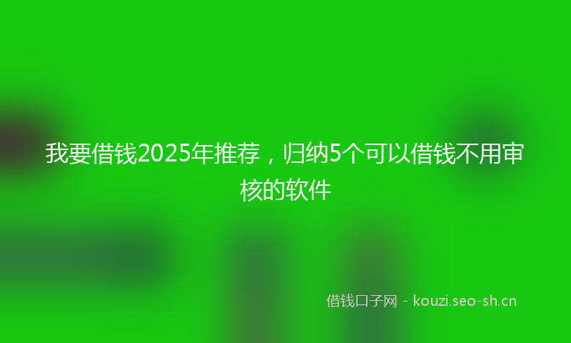 我要借钱2025年推荐，归纳5个可以借钱不用审核的软件