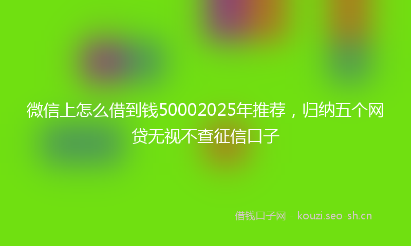 微信上怎么借到钱50002025年推荐，归纳五个网贷无视不查征信口子