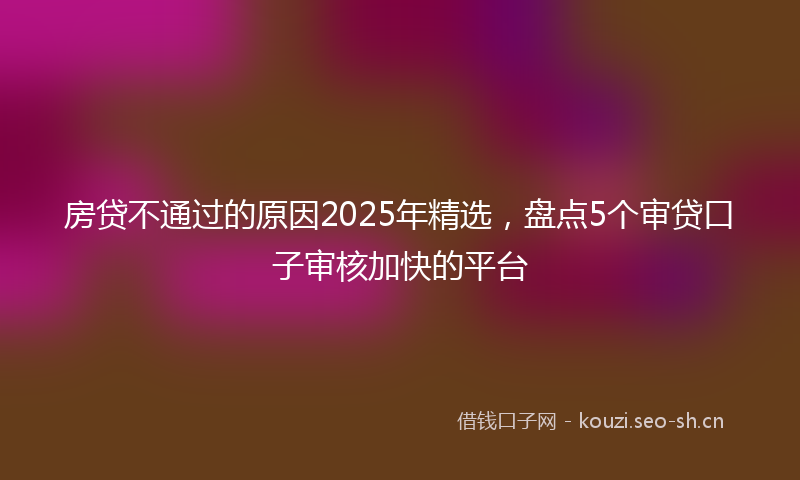 房贷不通过的原因2025年精选，盘点5个审贷口子审核加快的平台