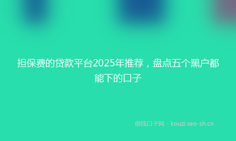 担保费的贷款平台2025年推荐，盘点五个黑户都能下的口子