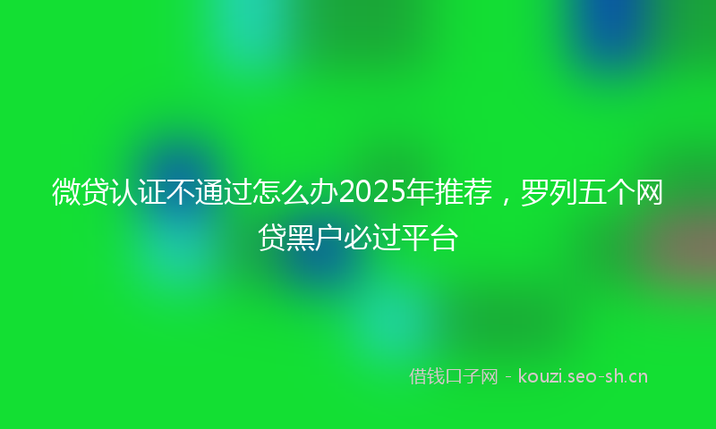 微贷认证不通过怎么办2025年推荐,罗列五个网贷黑户必过平台