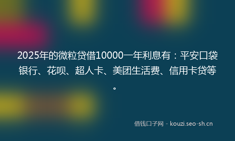 2025年的微粒贷借10000一年利息有：平安口袋银行、花呗、超人卡、美团生活费、信用卡贷等。