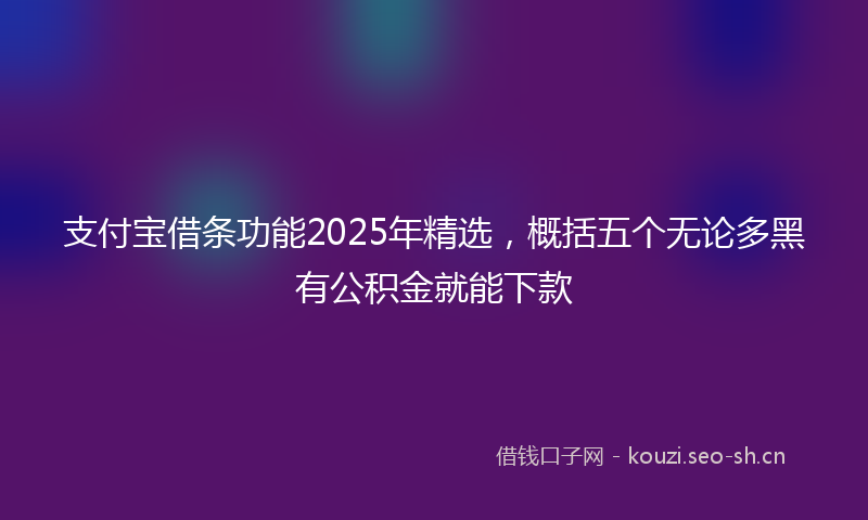 支付宝借条功能2025年精选，概括五个无论多黑有公积金就能下款