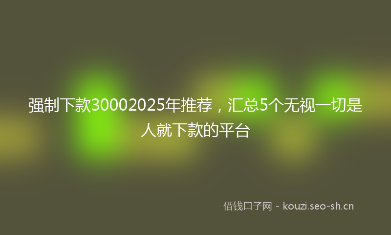 强制下款30002025年推荐，汇总5个无视一切是人就下款的平台