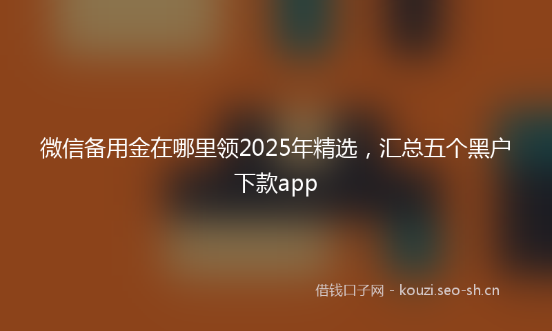 微信备用金在哪里领2025年精选，汇总五个黑户下款app
