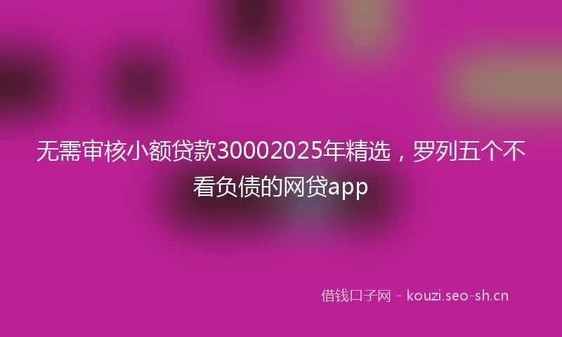 无需审核小额贷款30002025年精选，罗列五个不看负债的网贷app