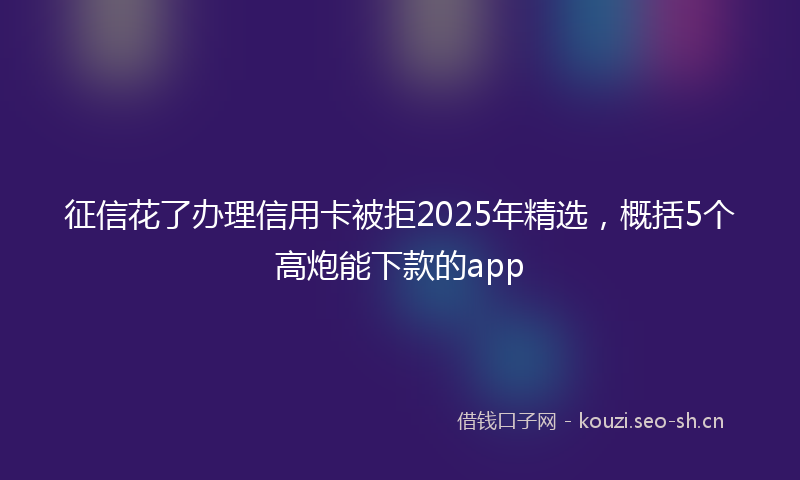 征信花了办理信用卡被拒2025年精选，概括5个高炮能下款的app