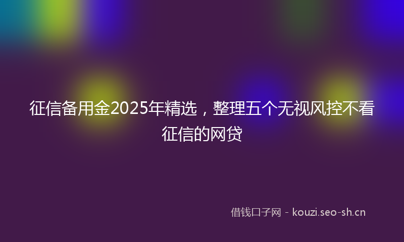 征信备用金2025年精选，整理五个无视风控不看征信的网贷