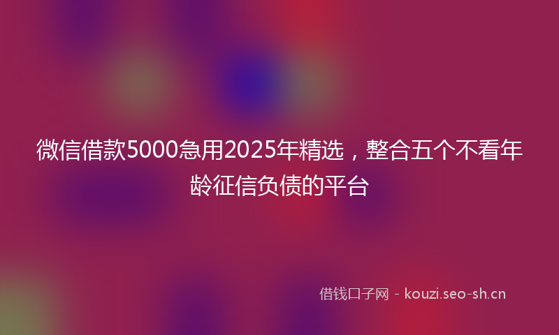 微信借款5000急用2025年精选,整合五个不看年龄征信负债的平台