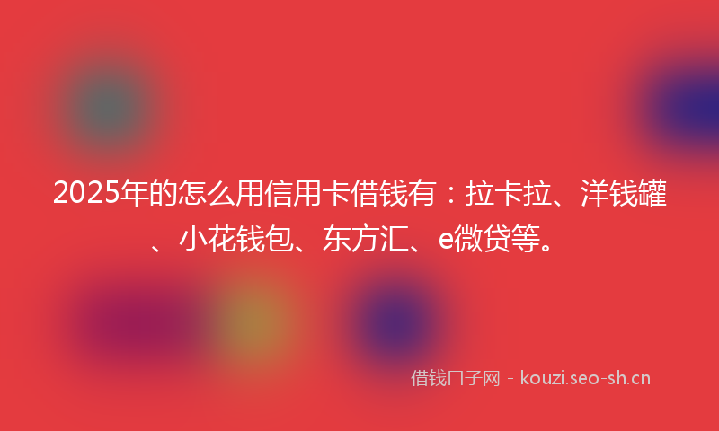 2025年的怎么用信用卡借钱有:拉卡拉、洋钱罐、小花钱包、东方汇、e微贷等。