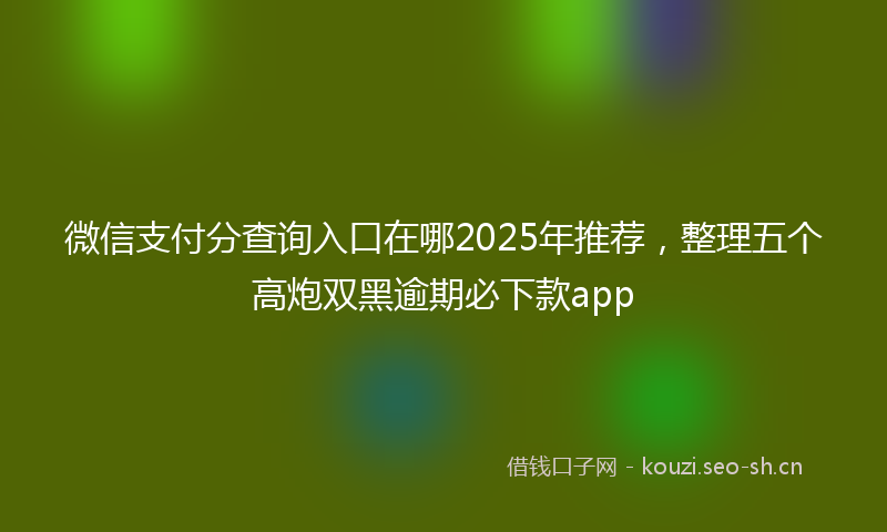 微信支付分查询入口在哪2025年推荐，整理五个高炮双黑逾期必下款app