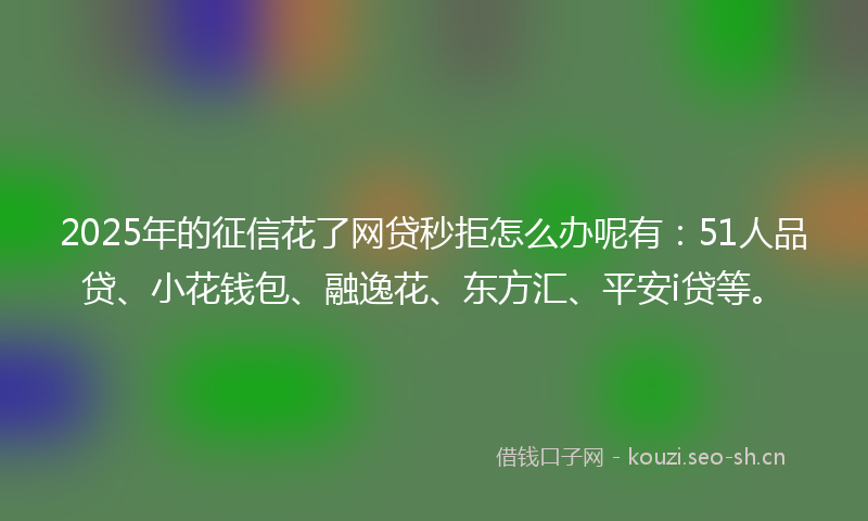 2025年的征信花了网贷秒拒怎么办呢有：51人品贷、小花钱包、融逸花、东方汇、平安i贷等。
