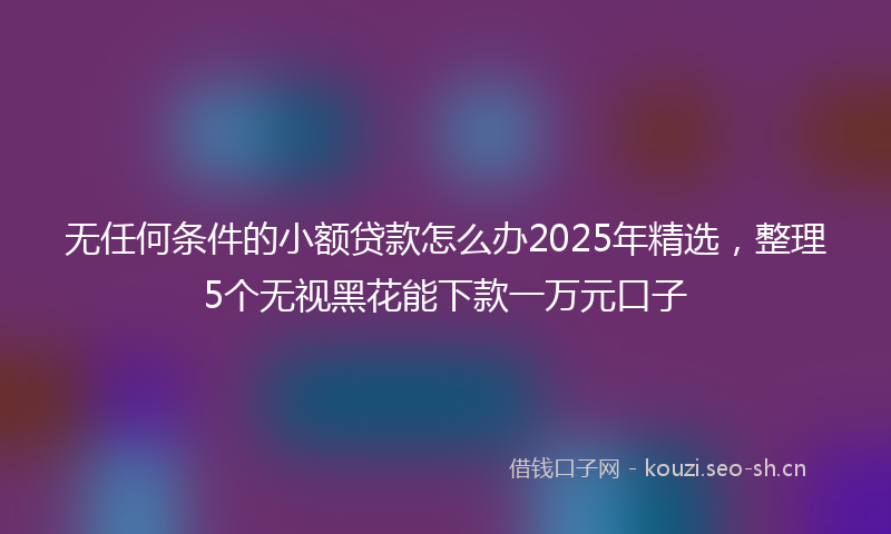 无任何条件的小额贷款怎么办2025年精选，整理5个无视黑花能下款一万元口子