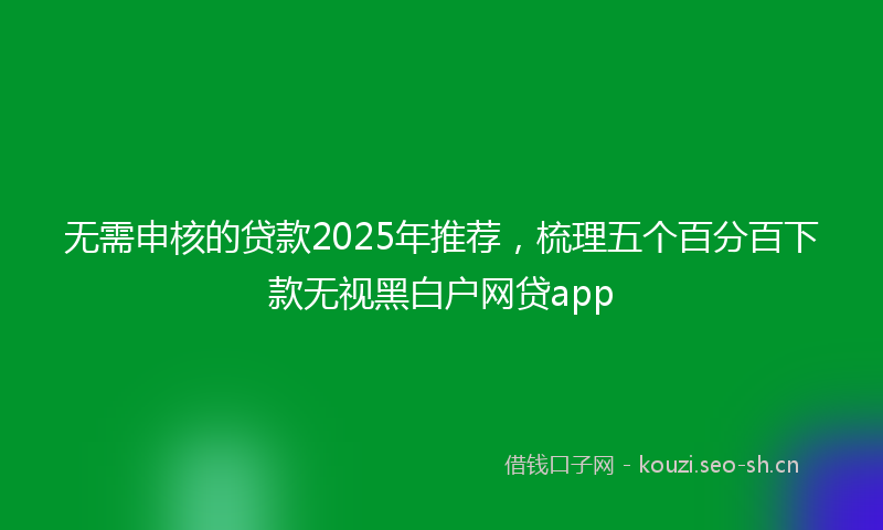 无需申核的贷款2025年推荐，梳理五个百分百下款无视黑白户网贷app