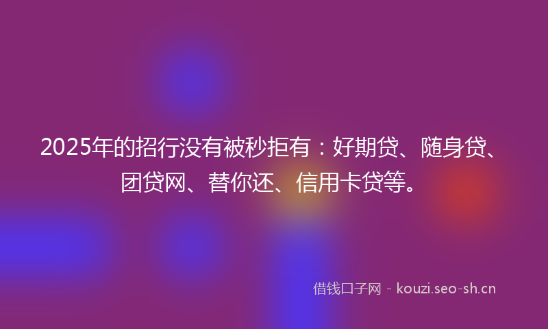 2025年的招行没有被秒拒有：好期贷、随身贷、团贷网、替你还、信用卡贷等。