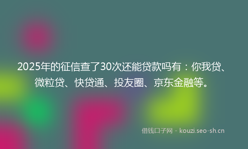 2025年的征信查了30次还能贷款吗有：你我贷、微粒贷、快贷通、投友圈、京东金融等。