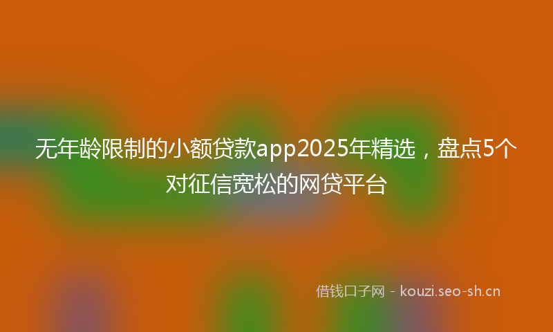 无年龄限制的小额贷款app2025年精选，盘点5个对征信宽松的网贷平台