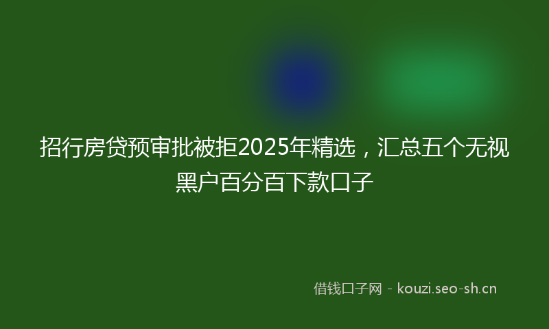 招行房贷预审批被拒2025年精选，汇总五个无视黑户百分百下款口子