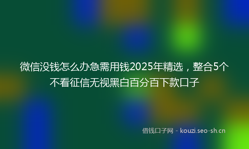 微信没钱怎么办急需用钱2025年精选，整合5个不看征信无视黑白百分百下款口子