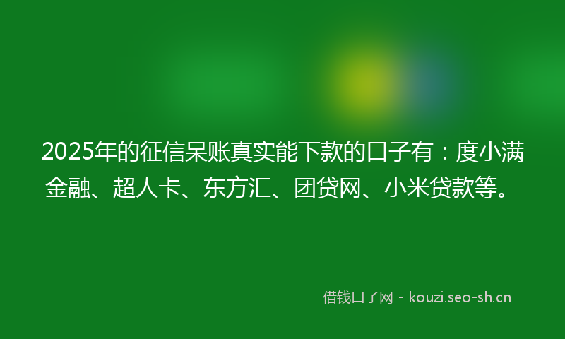 2025年的征信呆账真实能下款的口子有：度小满金融、超人卡、东方汇、团贷网、小米贷款等。