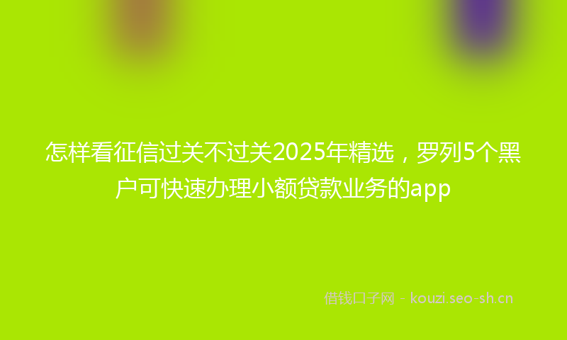 怎样看征信过关不过关2025年精选，罗列5个黑户可快速办理小额贷款业务的app