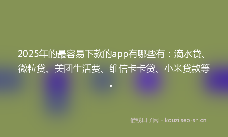 2025年的最容易下款的app有哪些有：滴水贷、微粒贷、美团生活费、维信卡卡贷、小米贷款等。