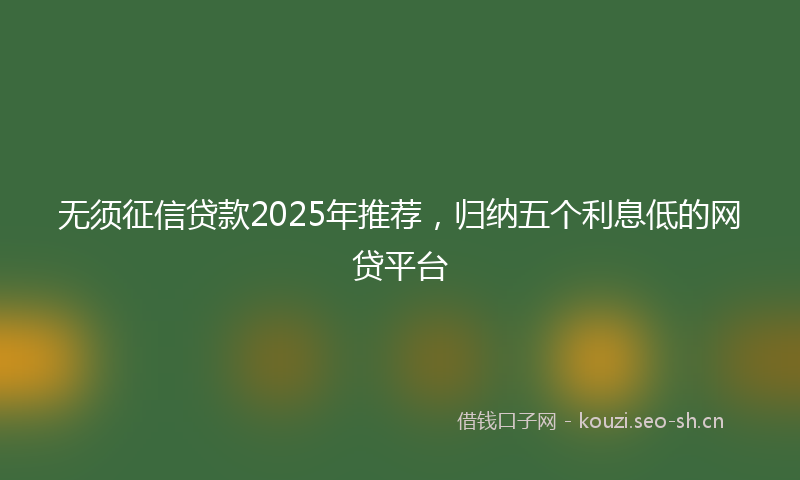 无须征信贷款2025年推荐，归纳五个利息低的网贷平台