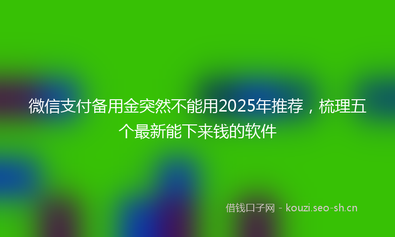 微信支付备用金突然不能用2025年推荐，梳理五个最新能下来钱的软件