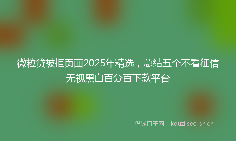 微粒贷被拒页面2025年精选，总结五个不看征信无视黑白百分百下款平台