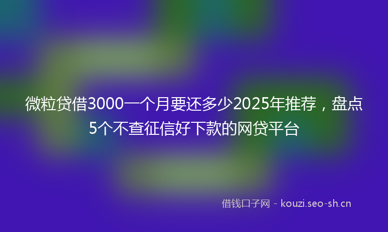 微粒贷借3000一个月要还多少2025年推荐，盘点5个不查征信好下款的网贷平台