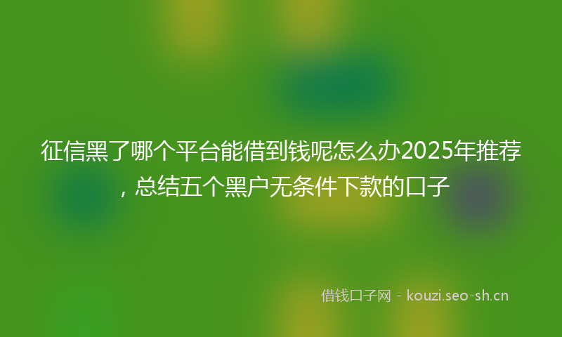 征信黑了哪个平台能借到钱呢怎么办2025年推荐，总结五个黑户无条件下款的口子