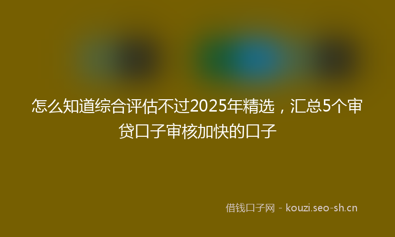 怎么知道综合评估不过2025年精选,汇总5个审贷口子审核加快的口子