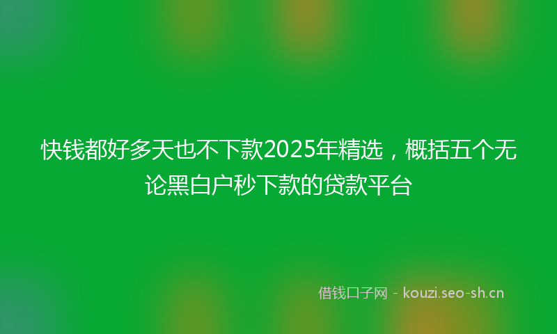 快钱都好多天也不下款2025年精选，概括五个无论黑白户秒下款的贷款平台