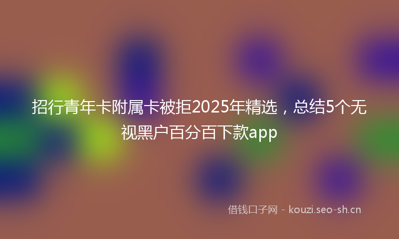 招行青年卡附属卡被拒2025年精选，总结5个无视黑户百分百下款app