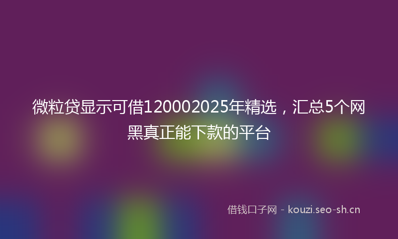 微粒贷显示可借120002025年精选，汇总5个网黑真正能下款的平台